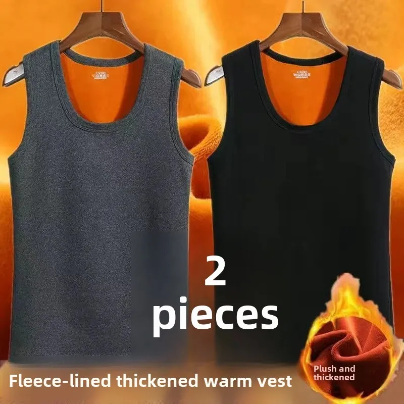 Warmvest Men's Golden Fleece Vest Thickened Top Slimming Tank Tshirt Warm Comfortable Interior Lined For Middle-Aged Men