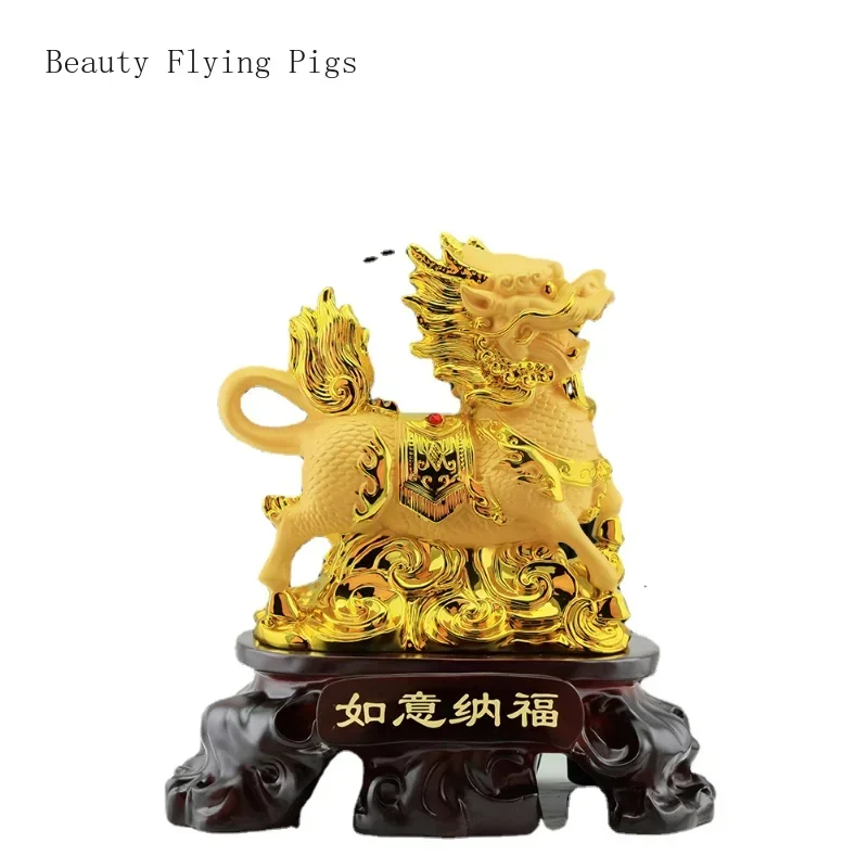 

Chinese creative resin kylin ornaments, living room, office Feng Shui Decoration home decor ornaments Animal figurine