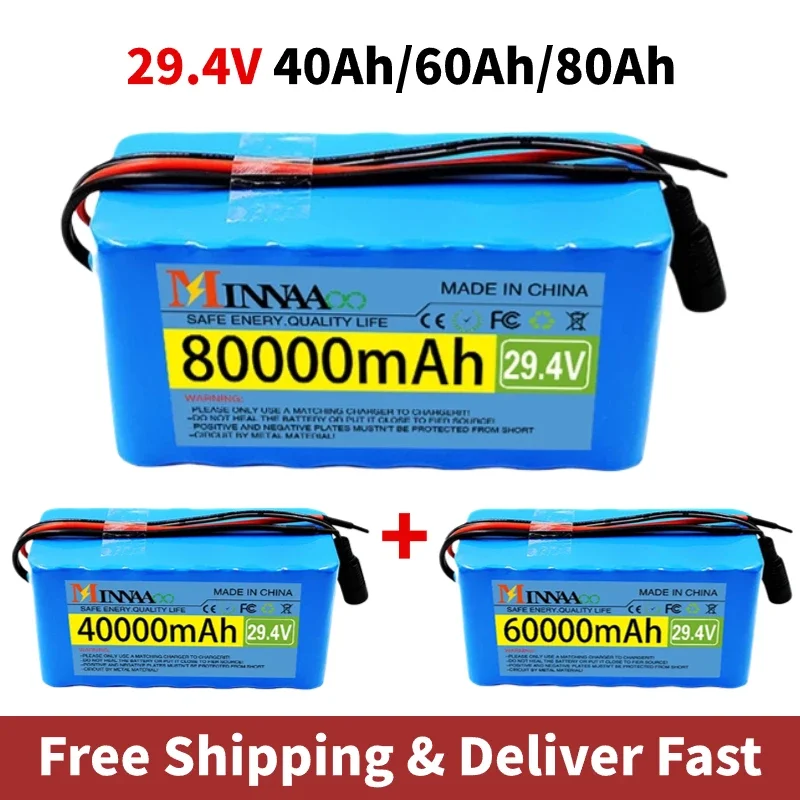 

24V 7S3P 40Ah 29.4V Battery Pack 18650 Li-ion Battery with 40A Balance BMS for Electric Bike Scooter Electric Wheelchair +Charge