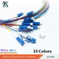 1.5M Fiber Optic Pigtail Single Mode Lc Upc 12 Fibers Os2 Unjacketed Color Coded