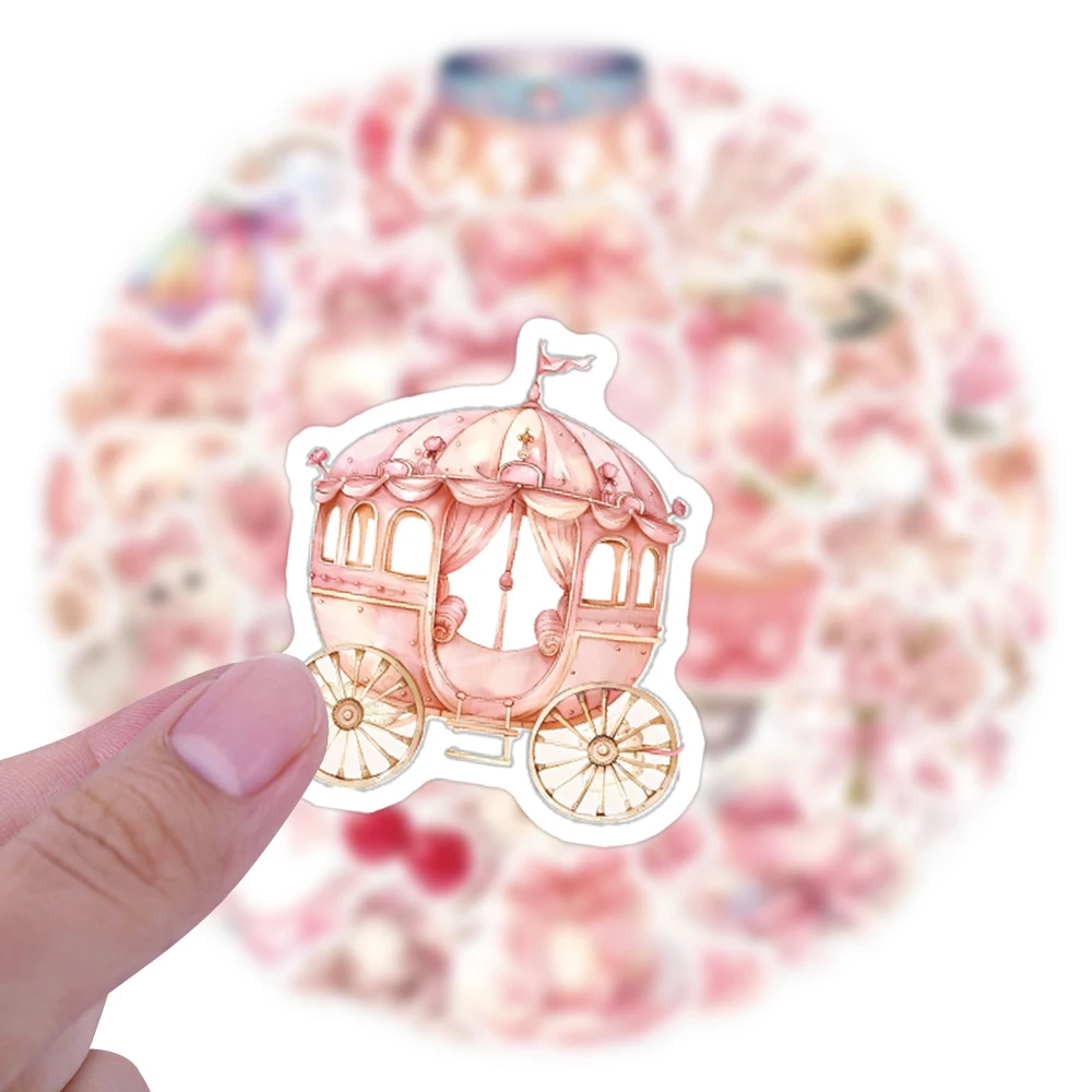 

10/30/60pcs Pink INS Style Cartoon Aesthetic Stickers Cute Coquette Decals for Notebook Guitar Laptop Kid Girl DIY Sticker Gifts