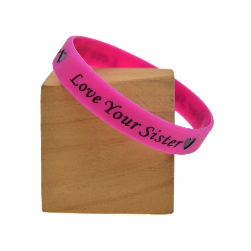 1 Stück „Love Your Sister“-Armband aus Silikonkautschuk, inspirierendes Armband, das beste Geschenk für Freunde, Erwachsenengröße. – Detail 2