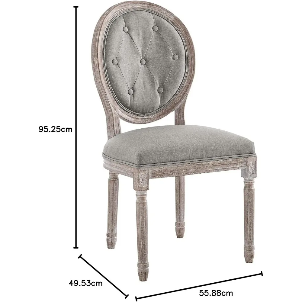 كرسي طعام من القماش معنقدة على الطراز الفرنسي العتيق باللون الرمادي الفاتح من Modway Arise
