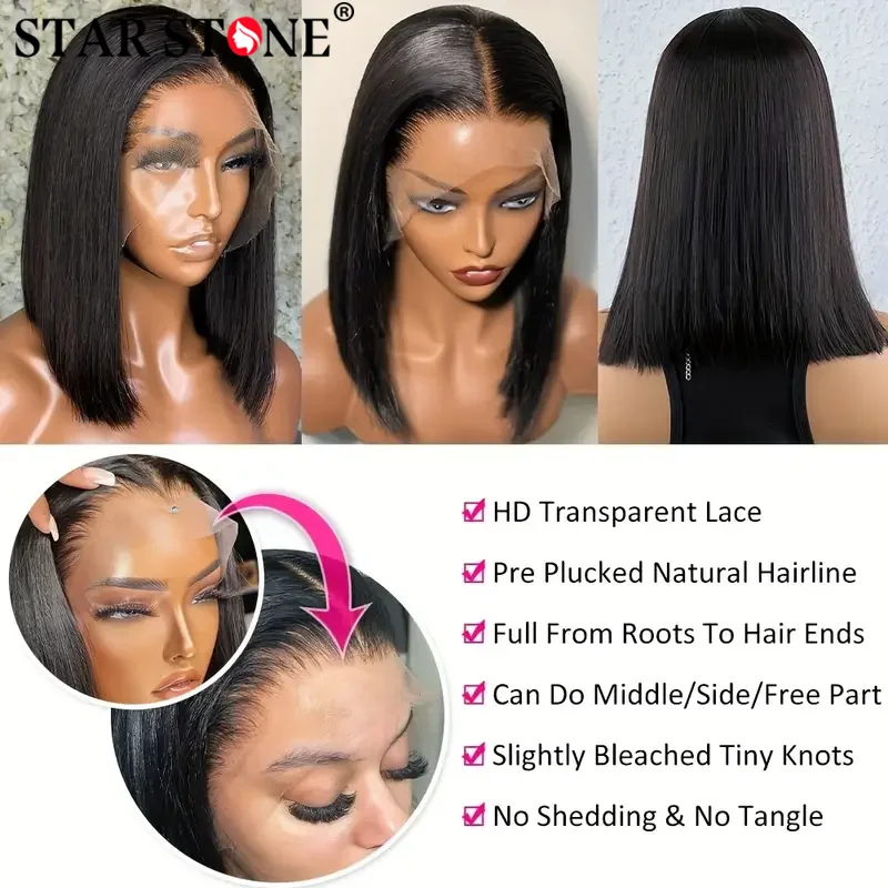 13X4 Bob Wig Bone Straight Bob Wig Lace Front 100% Human Hair Wigs For Women Transparent Lace Frontal Wigs Human Hair 180Density