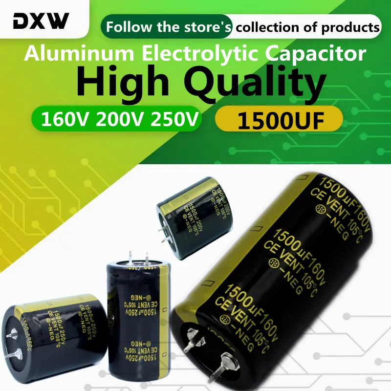 

2PCS/Lot 1500UF Aluminum Electrolytic Capacitor 160V 200V 250V High Frequency Low ESR Aluminum Capacitor