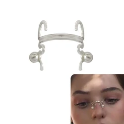 New Geometric Nose Clip Jewelry Cute 3D Piercing Niche Design Fake Pearls Inlaid Nose Ornaments Punk Style Metal Accessories