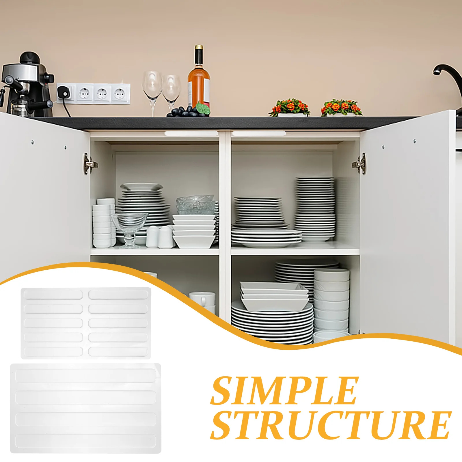 

14Pcs Clear Silicone Cabinet Bumper Strips Anti-Collision Pads Drawer Door Bumpers Self-Adhesive Non Slip Furniture Wall Guards