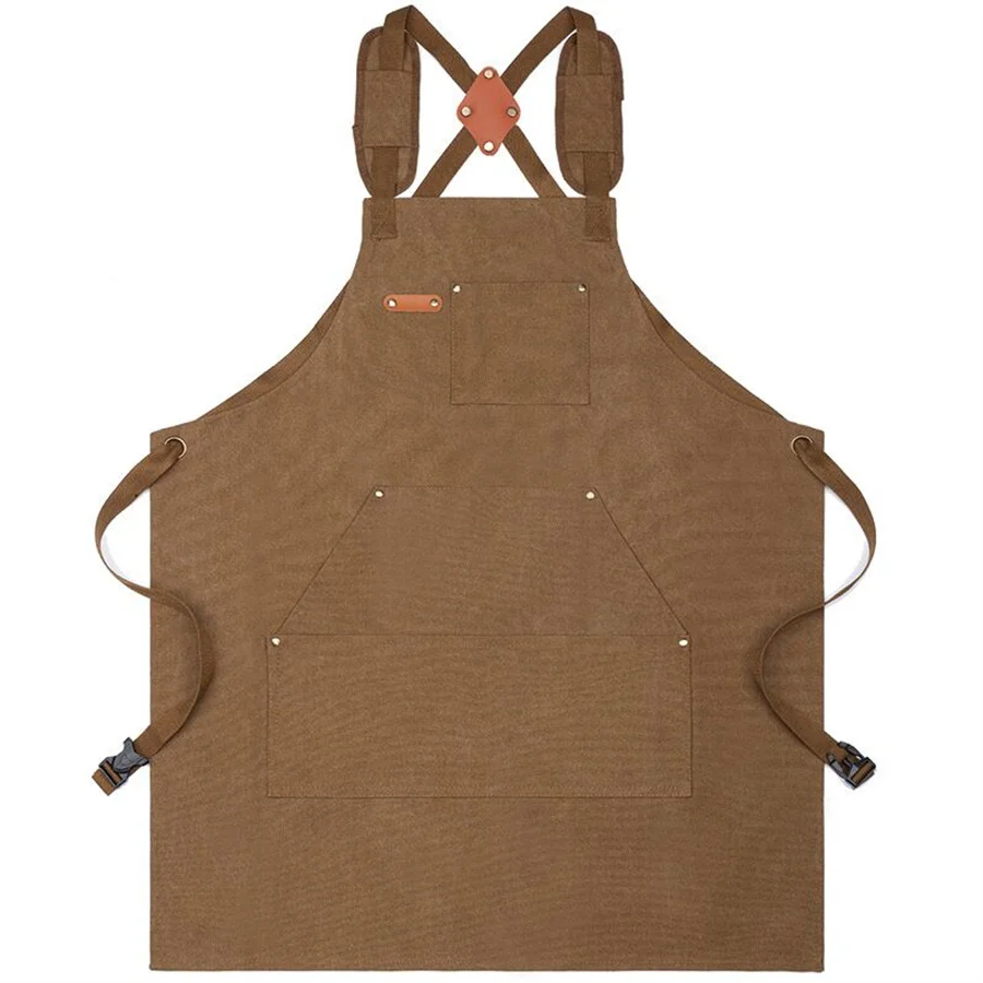 Thickened Cotton Canvas Apron Summer Household Kitchen Waterproof Gardening Work Waist Plain Apron