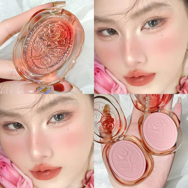 Heallor Enamel Powder Blush Palette Nude Peach Plum Makeup Natural Matte Embossed Blusher Low Saturation Expansion Eyeshadow Rou