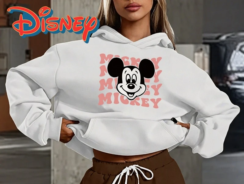 

Новое поступление осени/зимы Disney 202, пот с рисунком Микки Мауса и повседневная толстовка с капюшоном с буквенным принтом
