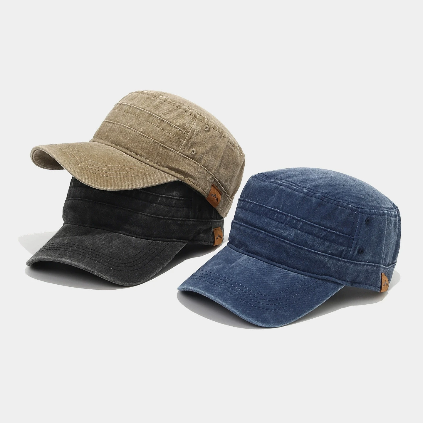 2026 Spring New Arrival Mountain Label Military Hat Men's Distressed Retro Flat Top Baseball Cap Women's Hiking Caps