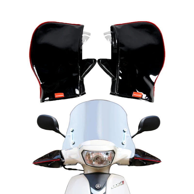

Bicycle motorcycle scooter Autumn and winter leather thickened warm handle gloves Handle waterproof cold warm gloves