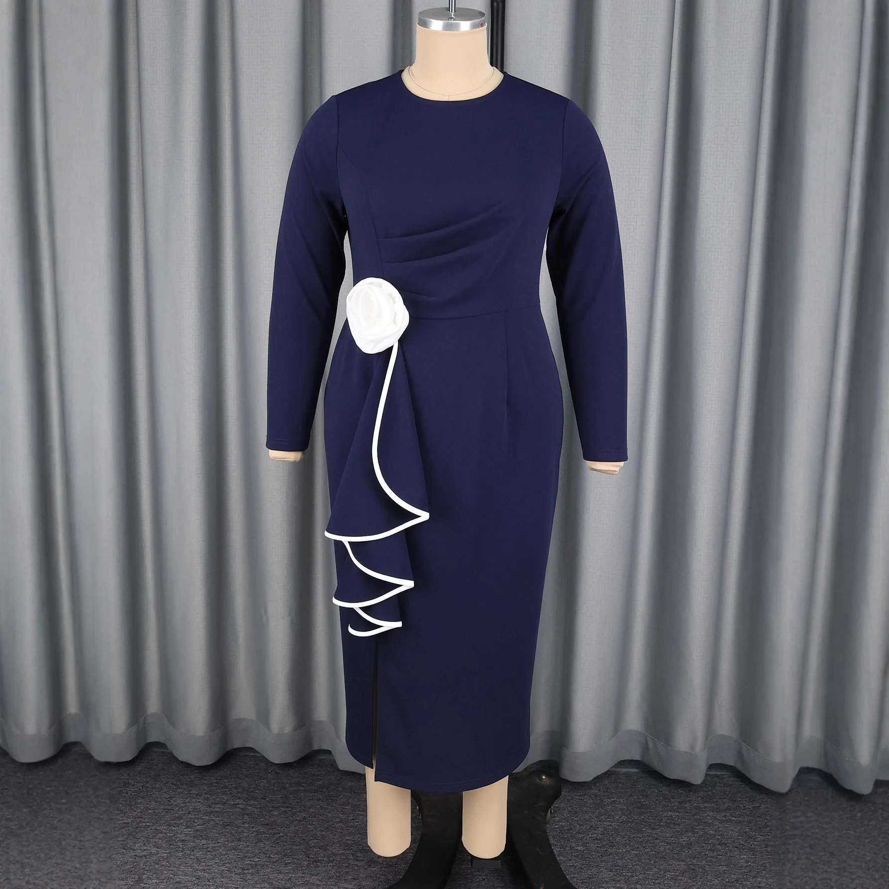 

African Dresses for Women for Evening Party Elegant Autumn Long Sleeve O-neck Midi Bodycon Dress Outfits Dashiki Ankara Dresses