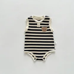 New 2024 Summer Sleeveless Knit Bodysuits Infant Baby Girls Boys One-pieces Kids Newborn Clothes- Ideal for Outdoor Activities