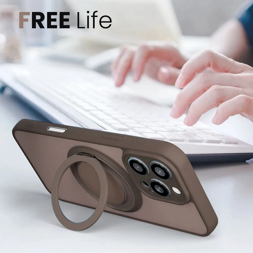 360 °   حافظة مغناطيسية شفافة غير لامعة لهاتف آيفون 17 16 15 13 14 Plus 12 11 Pro Max 17Air MagSafe غطاء شحن لاسلكي