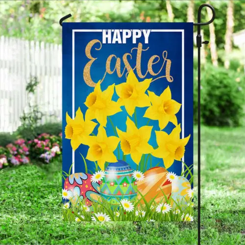 Happy Easter Daffodil Flag Garden Flag