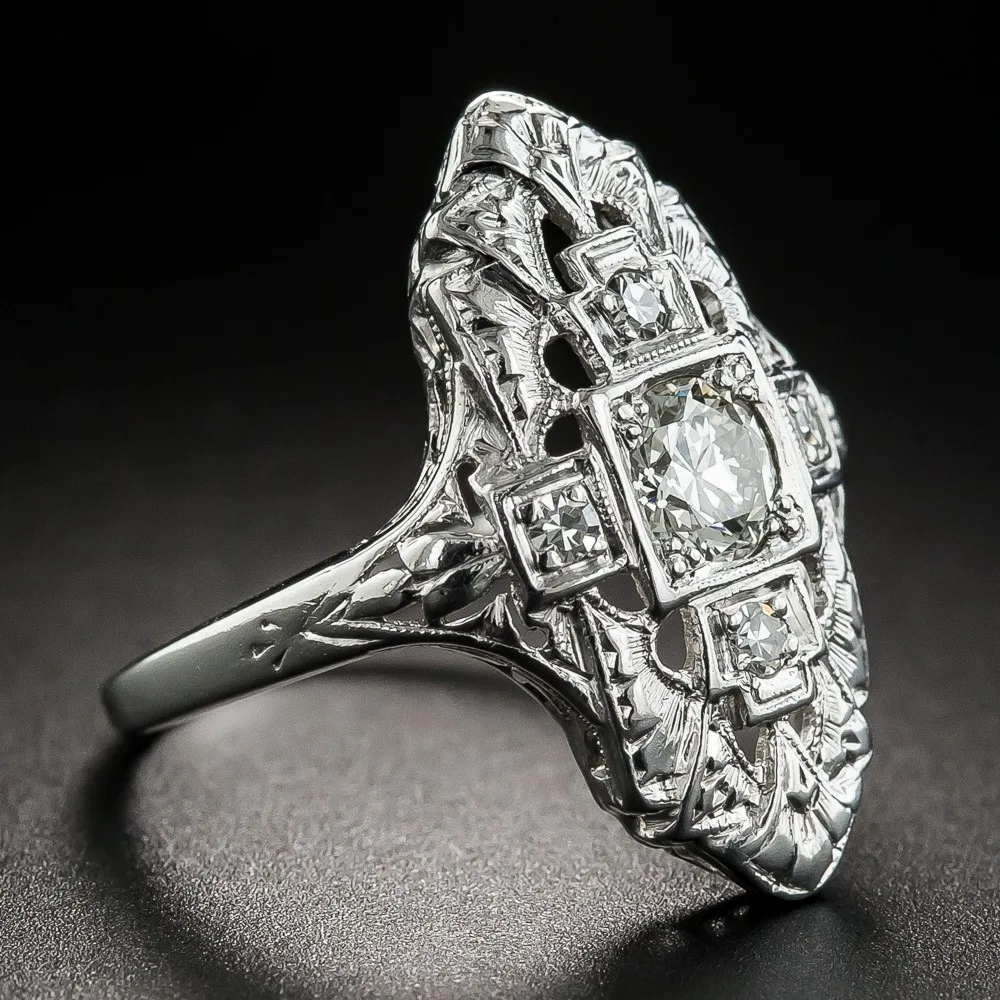 New hollow ring s925 silver diamond jewelry exaggerated fashion high-end