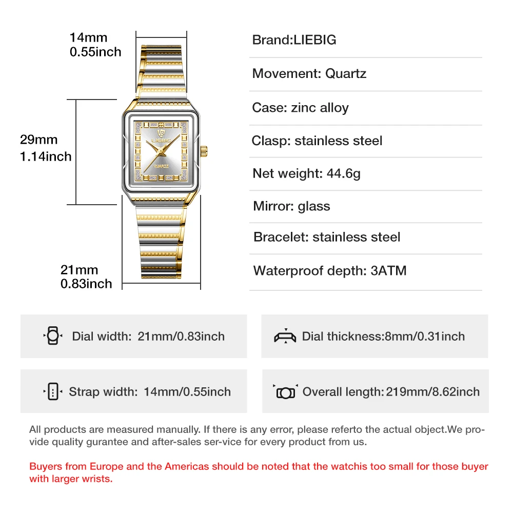 ساعة LIEBIG للسيدات بشريط من الفولاذ المقاوم للصدأ من أفضل العلامات التجارية الفاخرة كوارتز للنساء ساعة يد عصرية مقاومة للماء Relogio Feminino