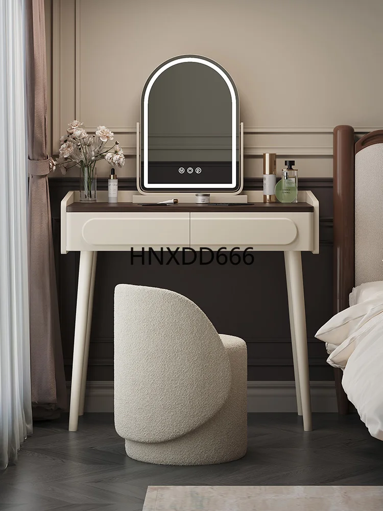 

Walnut pattern dresser master bedroom French cream small apartment makeup table