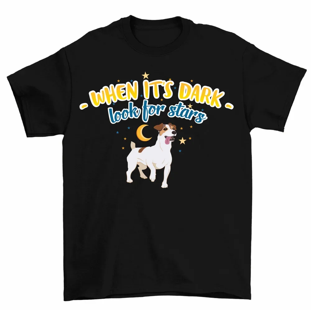 When It's Dark Look For Stars T-Shirt Holidays Puppy Cute Dog Lover TeeY2K Summer Short Sleeves