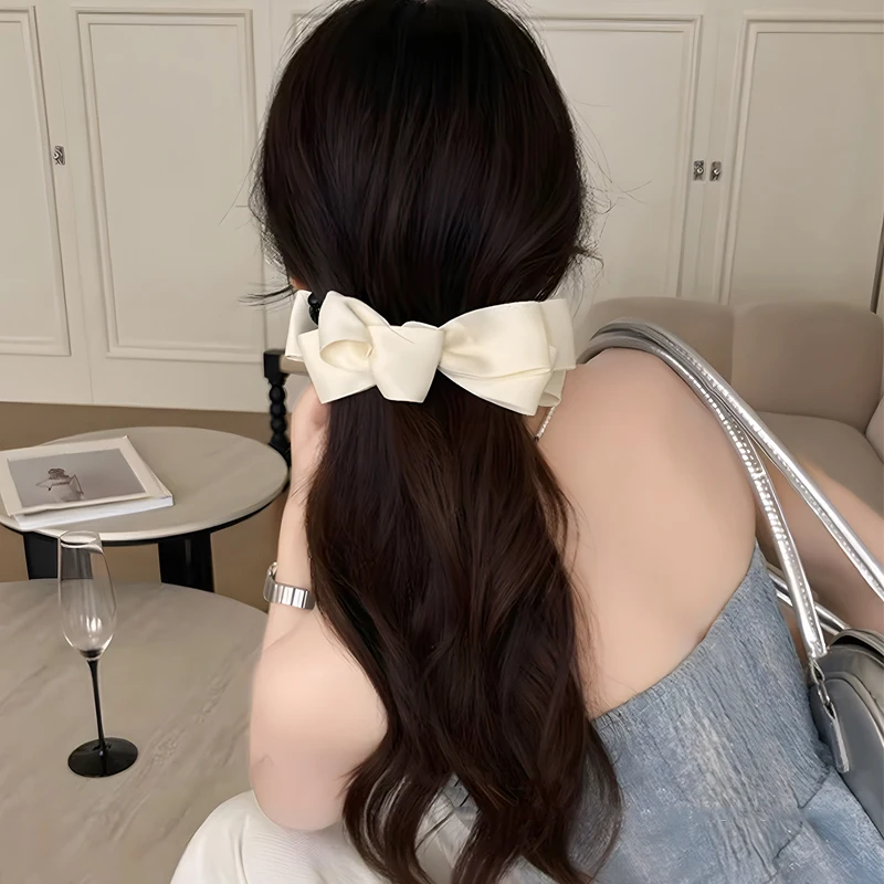 1/2 шт., французская двухслойная атласная заколка для волос в форме бабочки, милая и простая, подходит для высоких хвостов и вьющихся волос