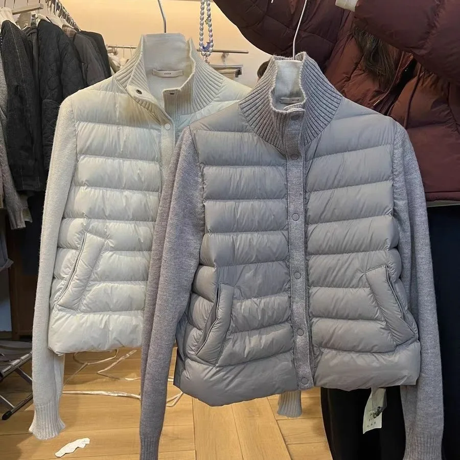 Lekka, ocieplana kurtka damska z bawełny, z dzianiny, ze stójką, modna, koreańska, zimowa odzież wierzchnia marki Tagkita.