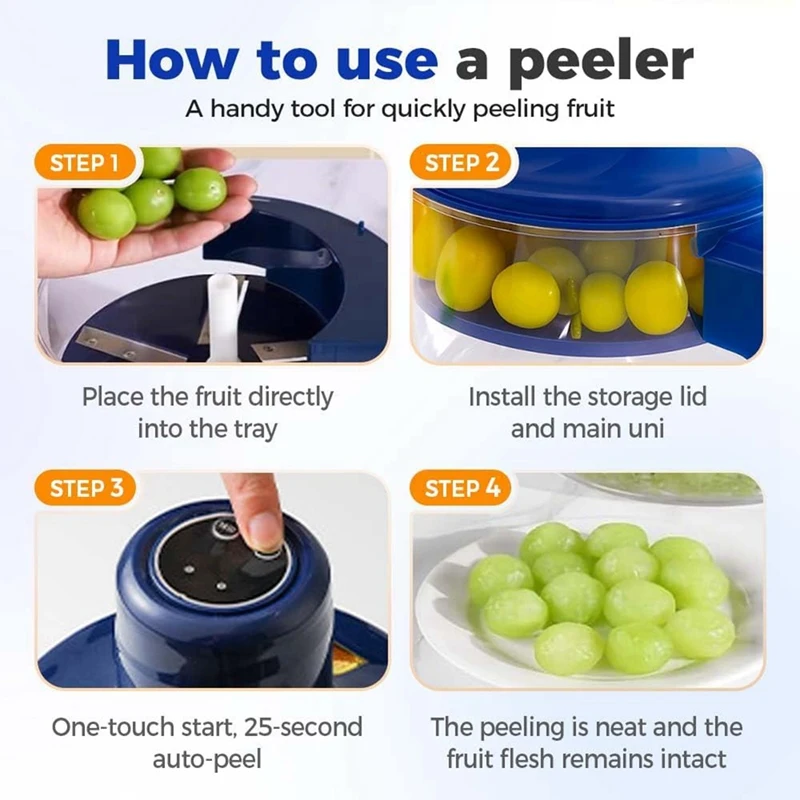 

Electric Grape Peeling Machine, Automatic Small Fruit Garlic Peeler Machine, Rechargeable Fruit Peeler Machine Remover-A68X