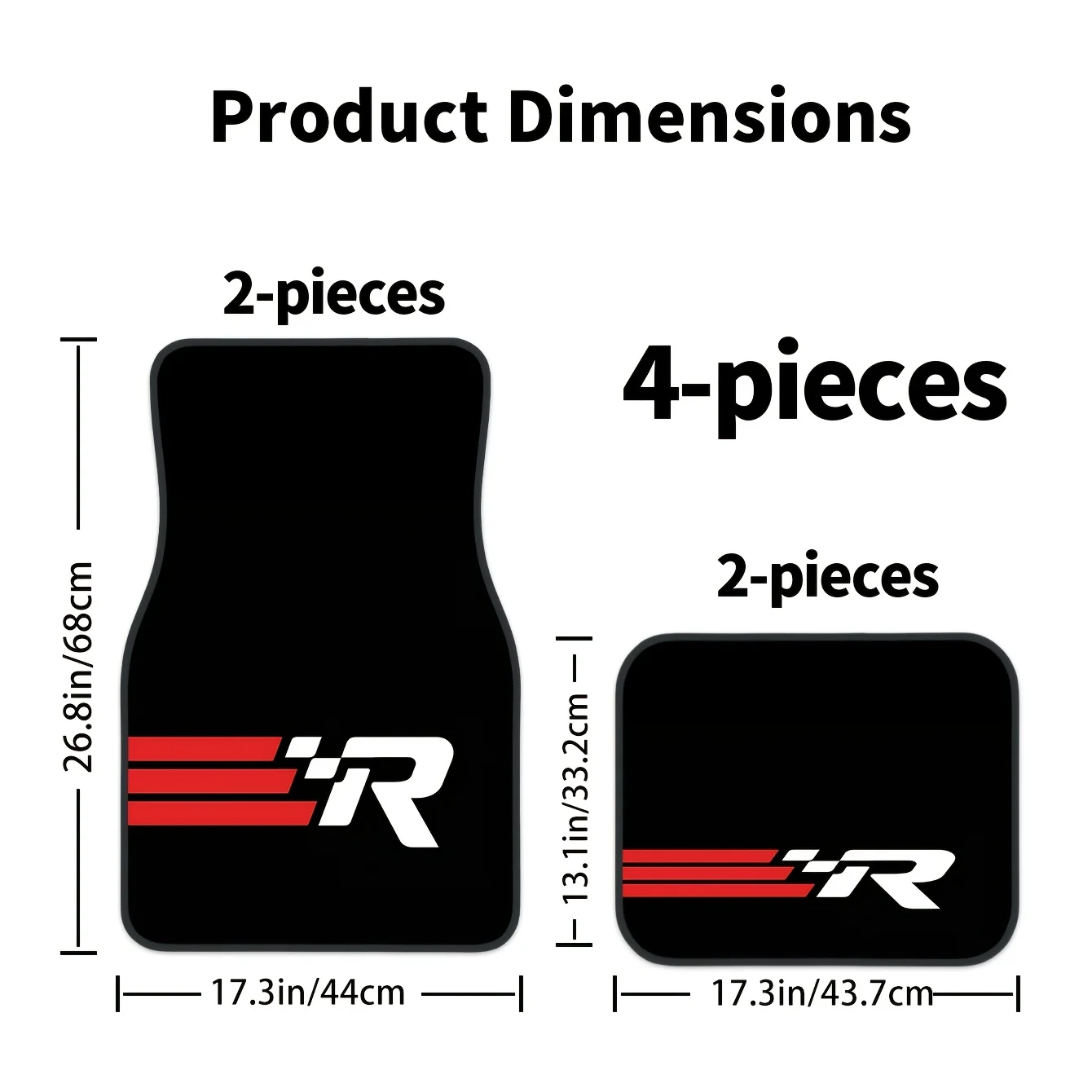 A High-End 4pcs Set Of Red And White Striped Letter Logo Printed Car Mats, Front And Rear Carpets, Automotive Interior Accessory