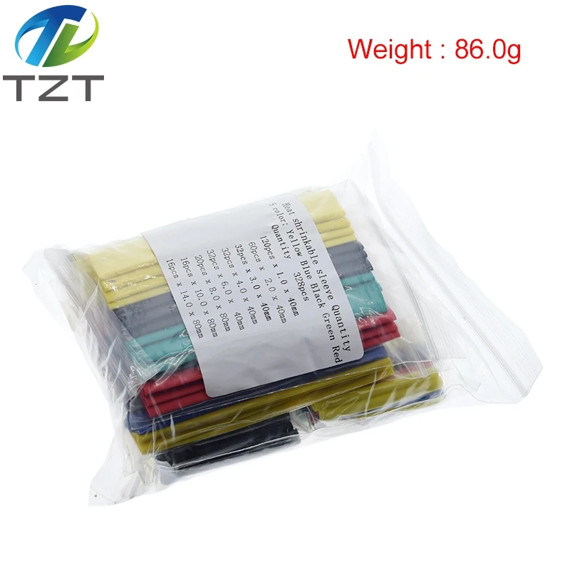 328pcs Heat Shrink Tubing Insulation Shrinkable Tube Assortment 2:1 Heat Shrink Tubing Colorful Wrap Wire Cable Sleeve DIY Kit