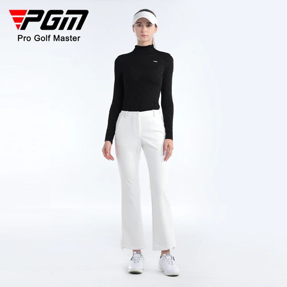 PGM Women Golf Long Sleeve T Shirts Underlay Autumn Winter High Neck Miękki i wygodny top Odzież damska Biały Różowy Czarny