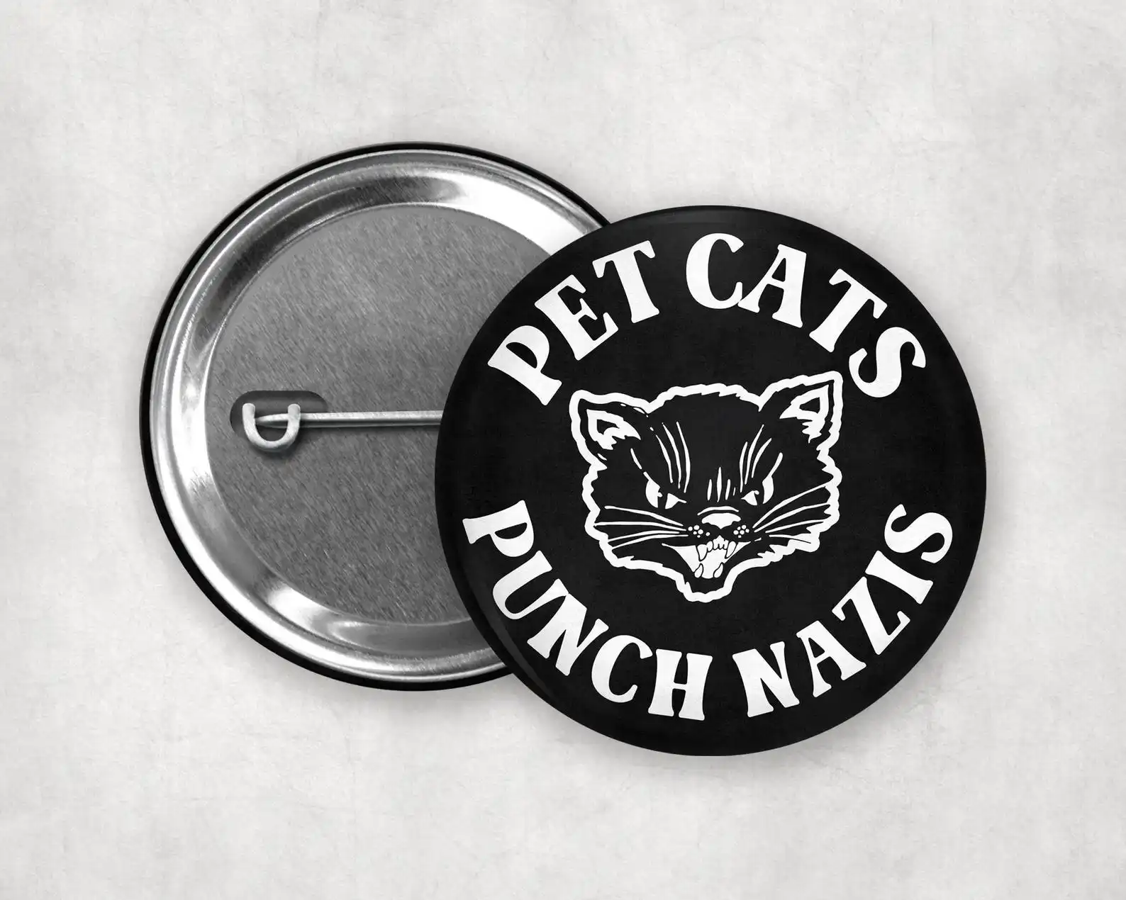 Pet Cats, Punch Nazis Pinback Buttons | Protest Pin Badge