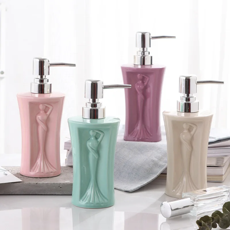 

shampoo dispenser Ceramic hand sanitizer bottle lotion press bottle shampoo bottle bath gel bathroom accessories