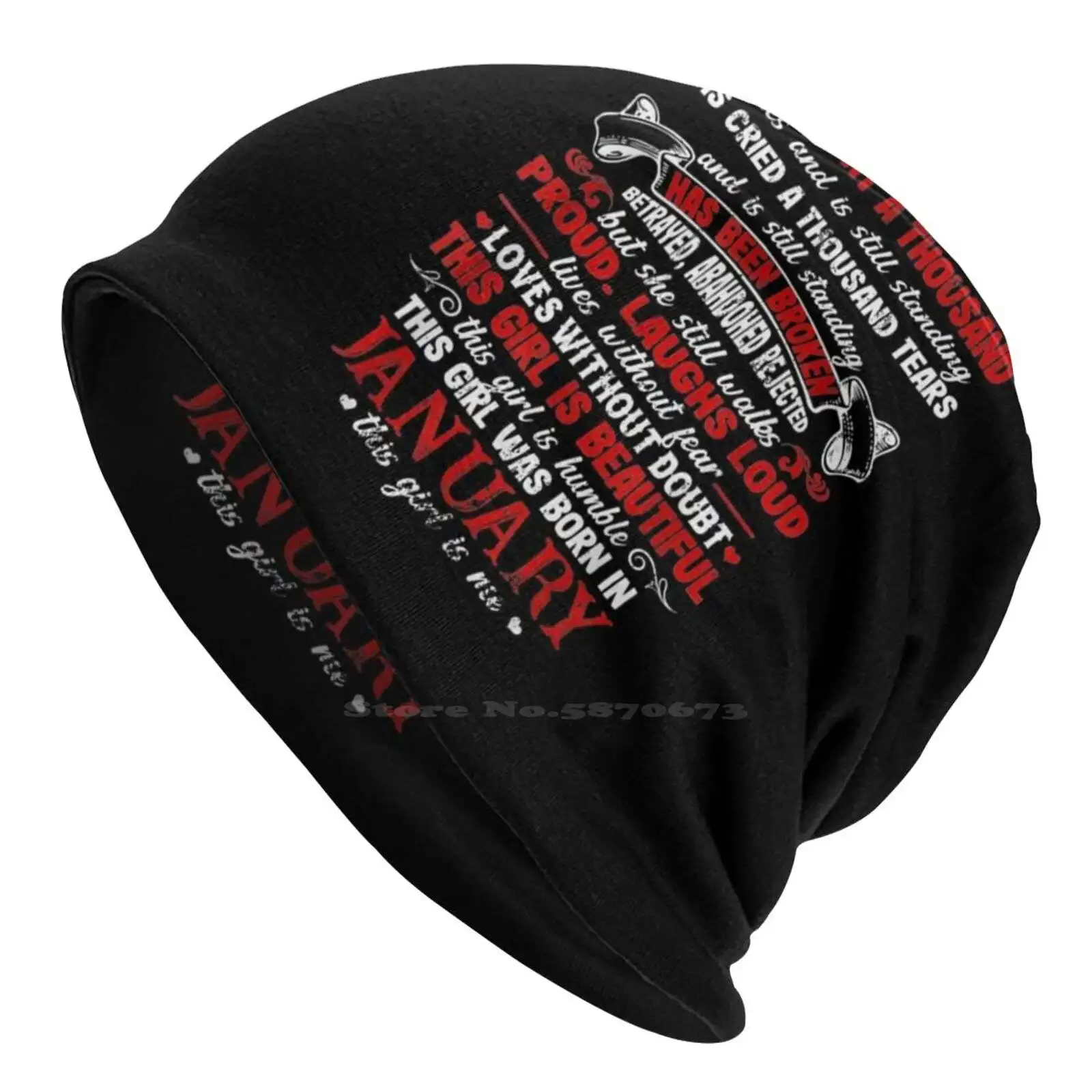 This Girl Has Fought A Thousand Battles Was Born In January Gifts Knitted Hat Warm Beanie Outdoor Caps Girl Has Fought Thousand