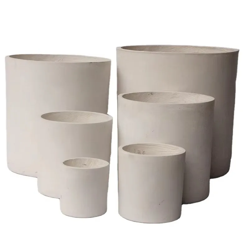 Cylinder Fiber Clay Outdoor Flower Pots & Planters for Cement Plant Use