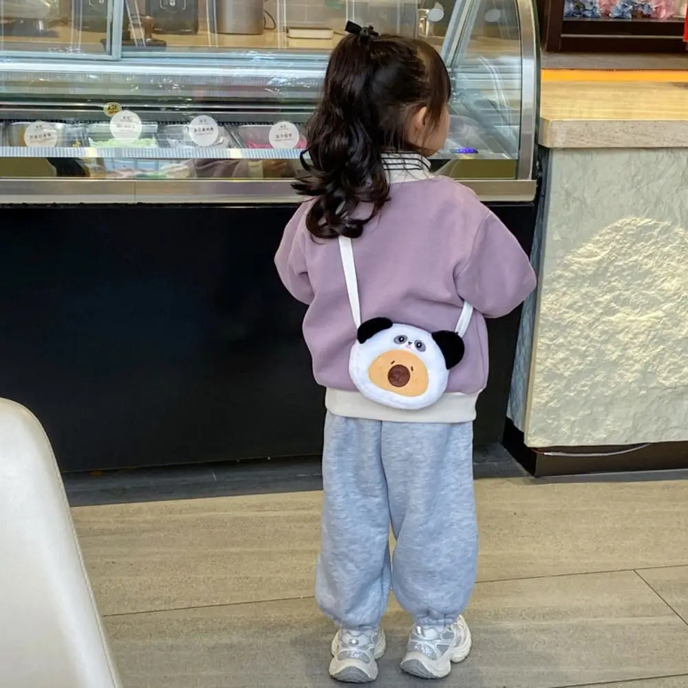 Large Capacity Capybara Plush Shoulder Bag PP Cotton Cartoon Animal Animal Crossbody Bag Portable Zipper Frog Coin Purse Girls
