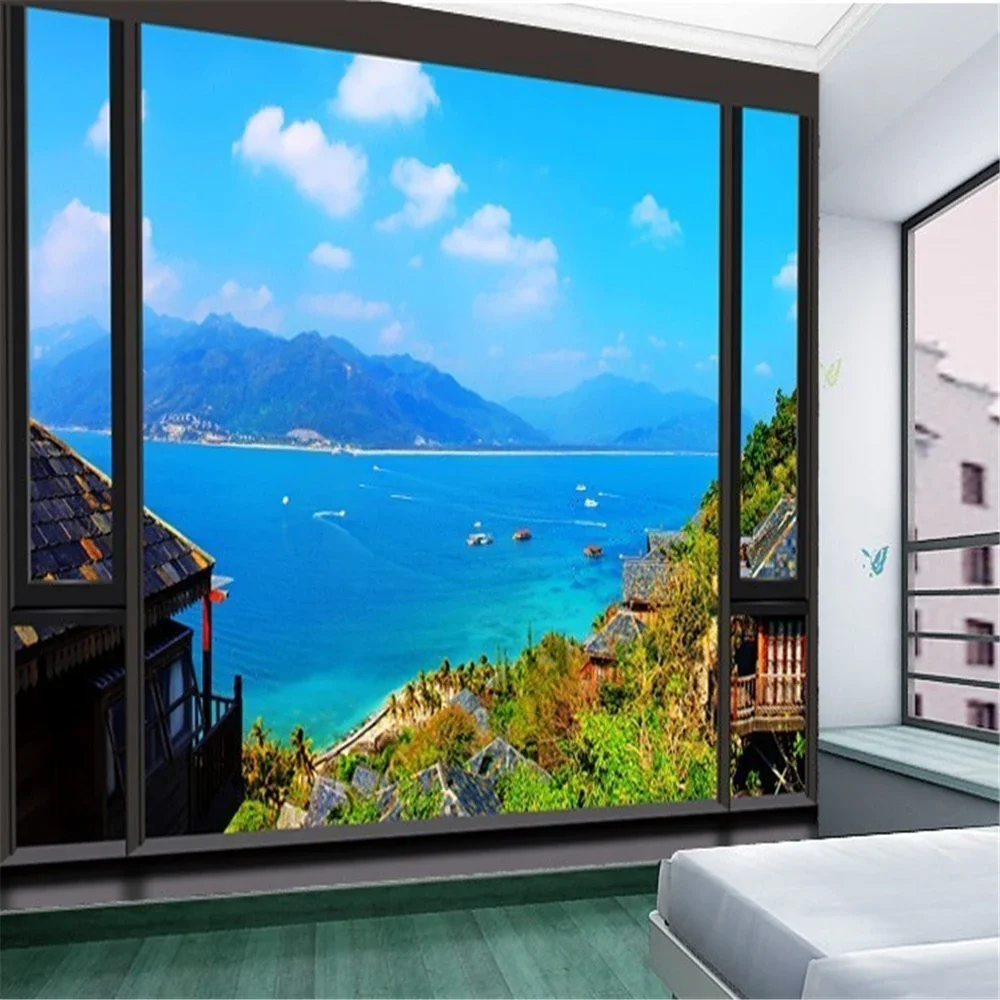Custom photo wall paper seascape mural wallpapaer modern bedroom 3d mural wallpaper for living room home decorations stickers