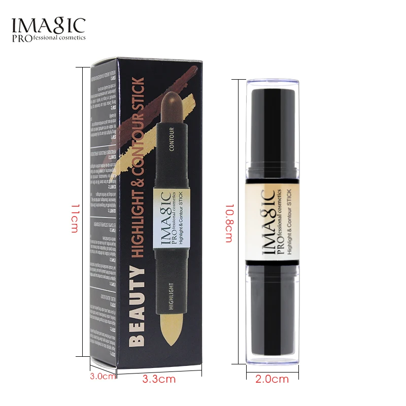 IMAGIC Makeup Creamy Double-ended 2in1 Contour Stick Contouring Highlighter Bronzer Create 3D Face  Concealer Full Cover Blemish