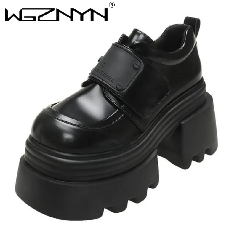 

10CM Heels Chunky Sneakers Spring Autumn Women Warm Snow Shoes Comfortable Casual Leather Shoes Plush Platform Sports Sneakers