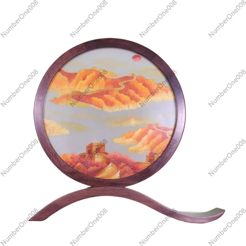 

Двустороннее украшение ручной работы с сучжоуской вышивкой, традиционное китайское настольное искусство, декоративное изделие для дома