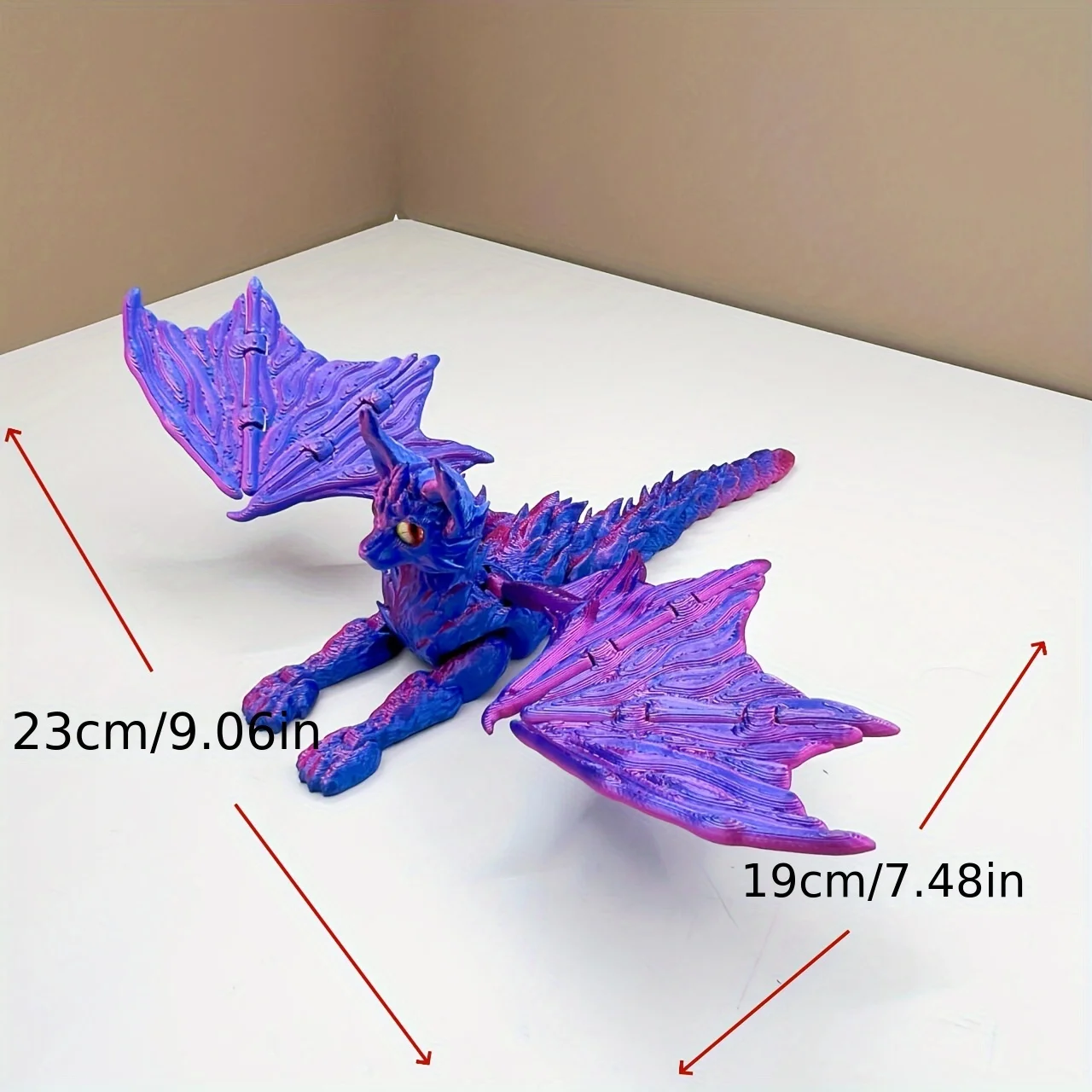 3D Printed Dragon Cat Statue with Unique Gradient Colors, Ideal Christmas Gift, Home Desktop Decoration Product