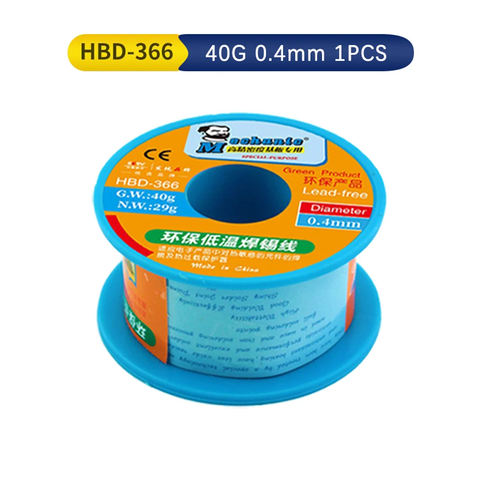 MECHANIKER Bleifrei Niedrigen Temperatur 0.3/0.4/0.5/0.6/0,8 MM 40g Solder Draht Hohe reinheit Niedrigen Schmelzpunkt Löten Draht Rolle