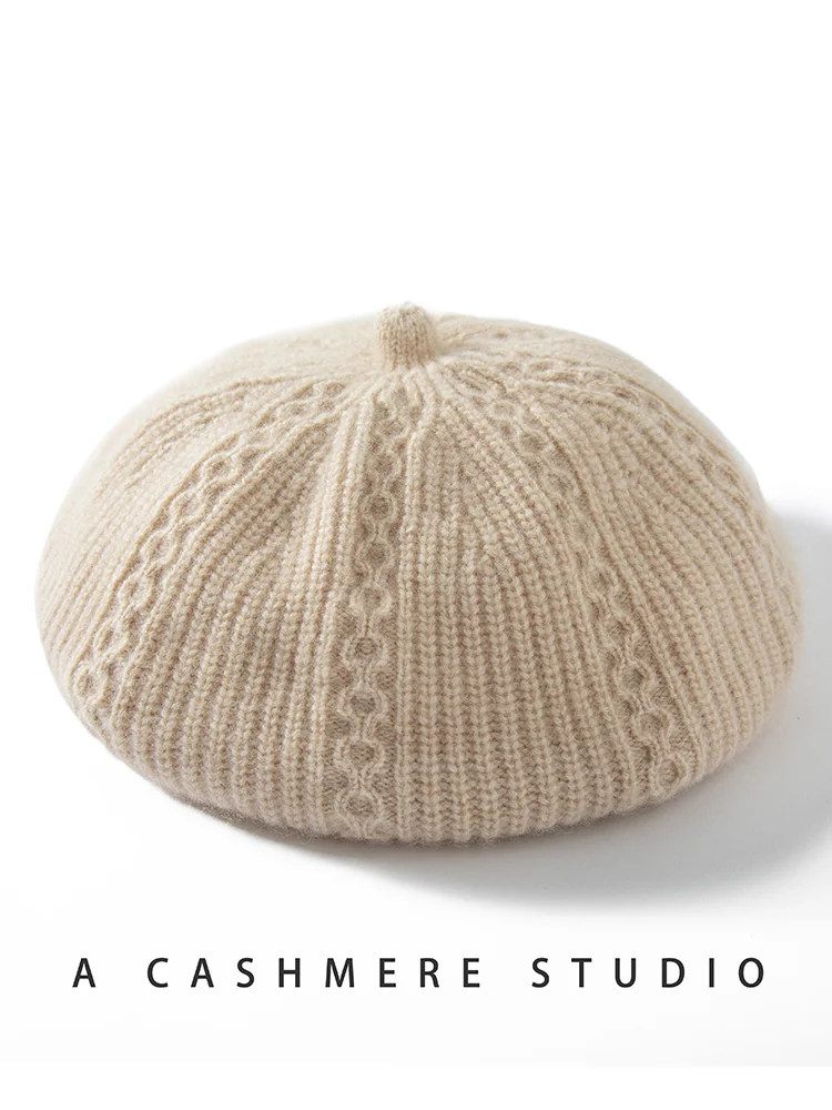 新作レディース100%カシミヤベレー帽 ファッションペインターハット 秋冬ラグジュアリーグレースレディベレー帽 カシミヤニット ソフトで快適な帽子