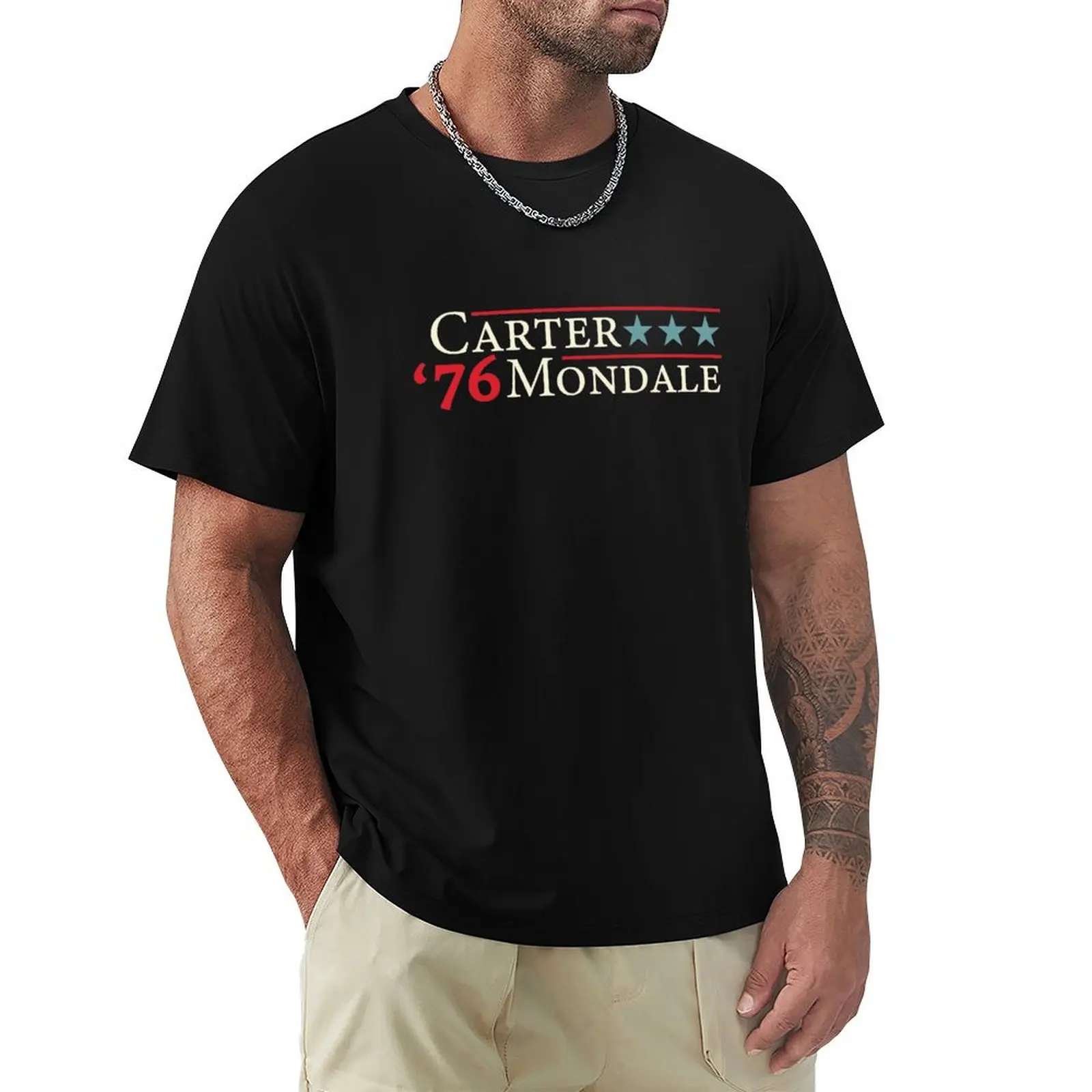 Camiseta de la campaña presidencial de Jimmy Carter Mondale 1976, ropa informal de calle, camiseta de manga corta