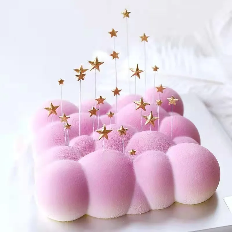 1 Juego de Mini pentagrama para decoración de tarta de feliz cumpleaños, adorno dorado en forma de corazón DIY para fiesta de cumpleaños para niños, decoración de boda