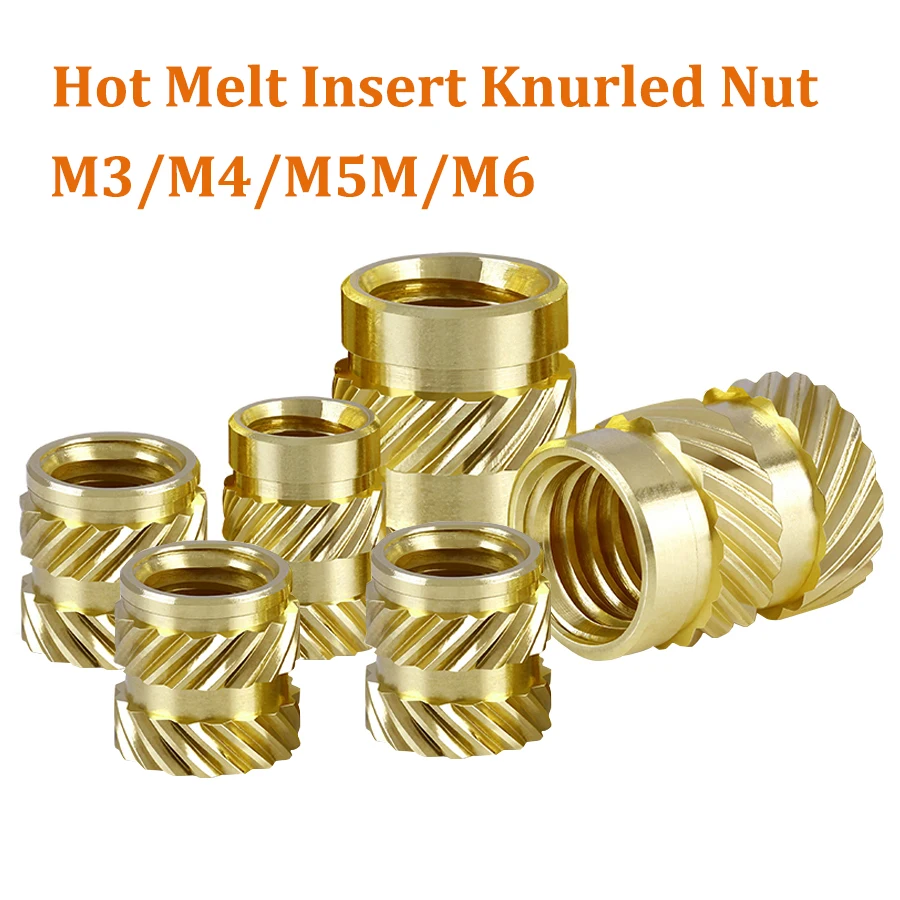 100pcs 3D Printer Parts M3 M4 M5 M6 Thread Brass Hot Melt Insert Knurled Nut Heat Molding Double Twill Injection Embedment Nuts