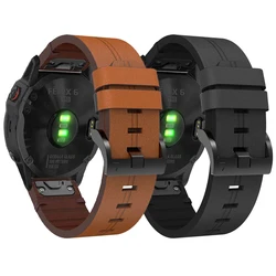 Leather 22mm 26mm Strap for Garmin Tactix 7 Pro Delta Bravo/Quatix 7X 6 5/Fenix E 8 7/Enduro 3/EPIX QuickFit Watch Band Bracelet