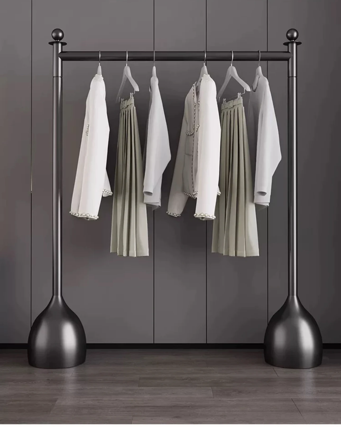 Clothing store display stand landing pole Three-double-decker clothes rack doesn't occupy a luxury, high-class bedroom cloakroom