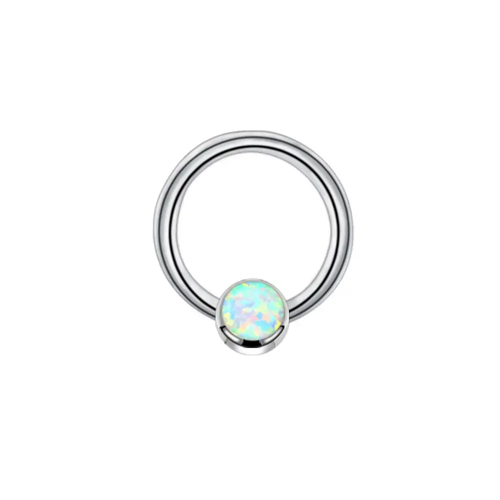 1PC G23 Titanium Opal Stone Captive Bead Rings Septum Nose Ring For Women Fashion Piercing Body Jewelry