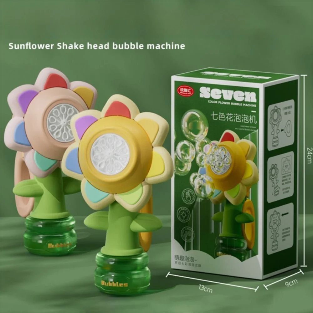 New Rechargeable Sunflower Bubble Machine Fun Swing Dance with Light Flower Bubble Machine Bubble Blaster Outdoor Play