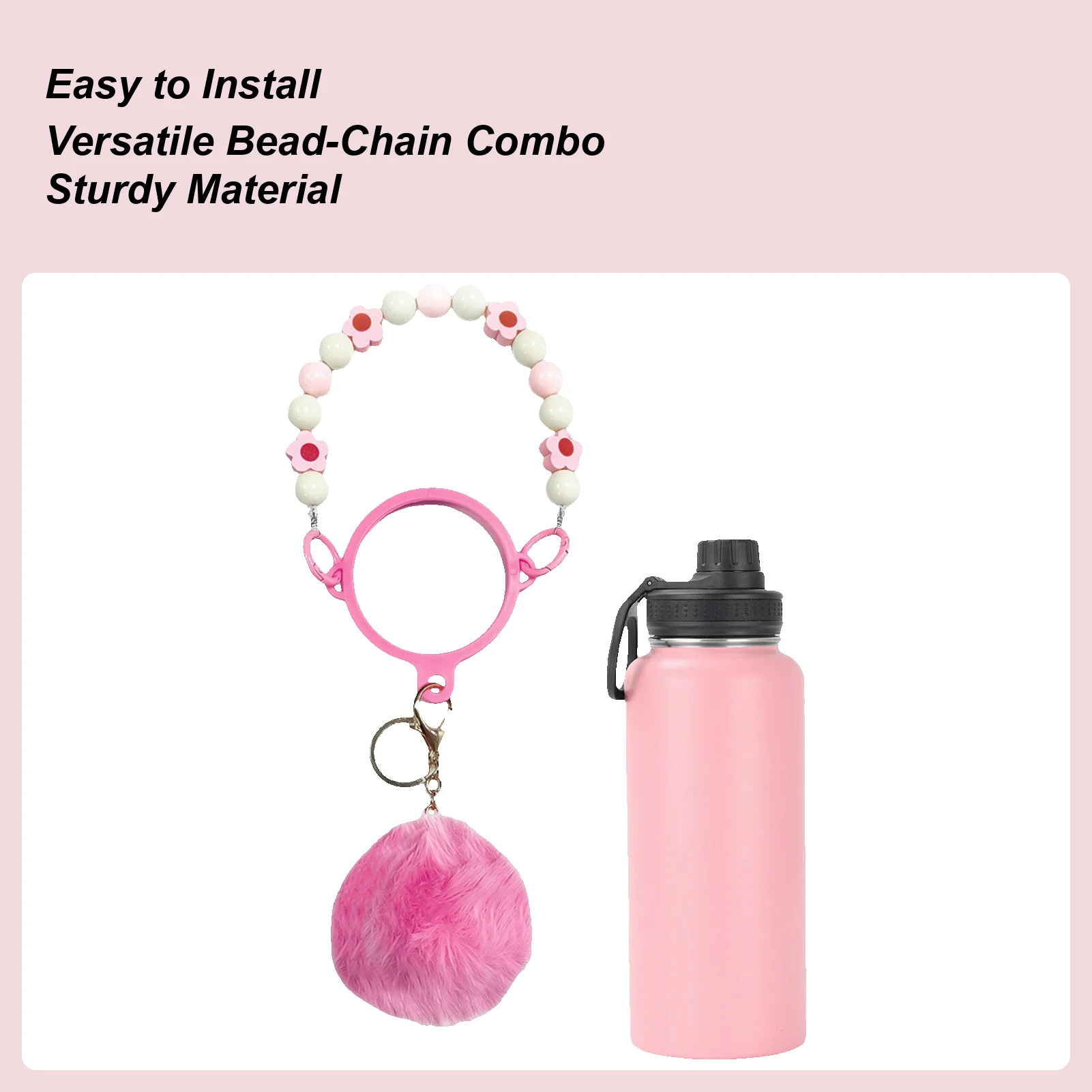 

Water Bottle Handle Handle For Tumbler With Keychain Beaded Carrier Cup Accessories For Outdoor Sports Jogging Hiking Beach